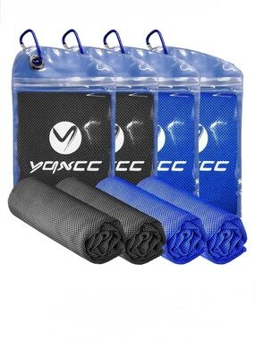 Cooling Sports Towels - Blue & Black (4 Pack)